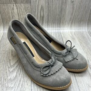 California Cobblers 1970s Suede wood Block Heel Pumps